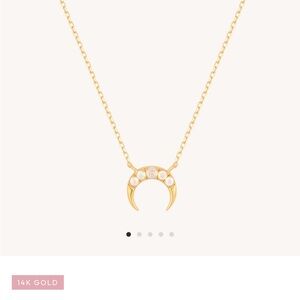 J&Co 14k solid gold opal crescent moon necklace